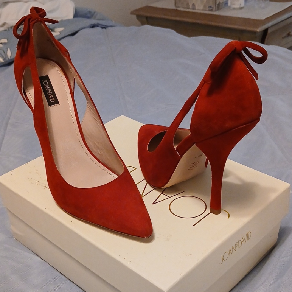 Joan & David Scarlet Suede Heels